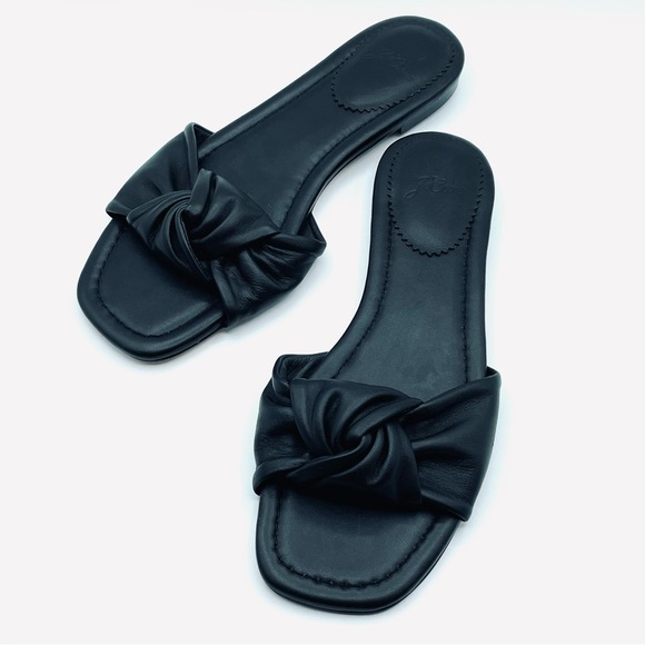 NWOT J Crew Knotted Slide Sandal Black 9 - Picture 1 of 10